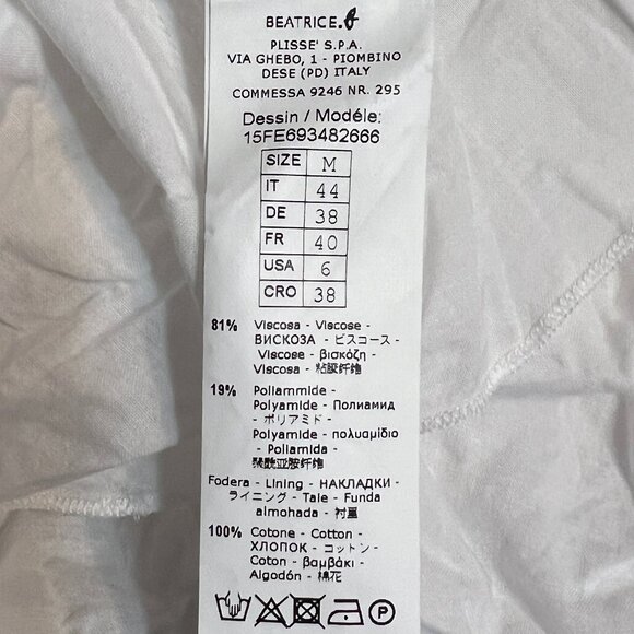 Beatrice B Italy Sleeveless A-Line Dress M White GeoEmbroidered Back Art Print - Picture 4 of 7